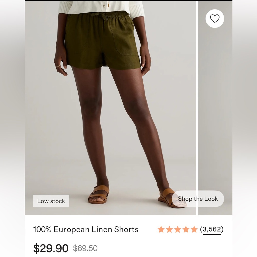 Quince Olive 100% Linen Women's Shorts